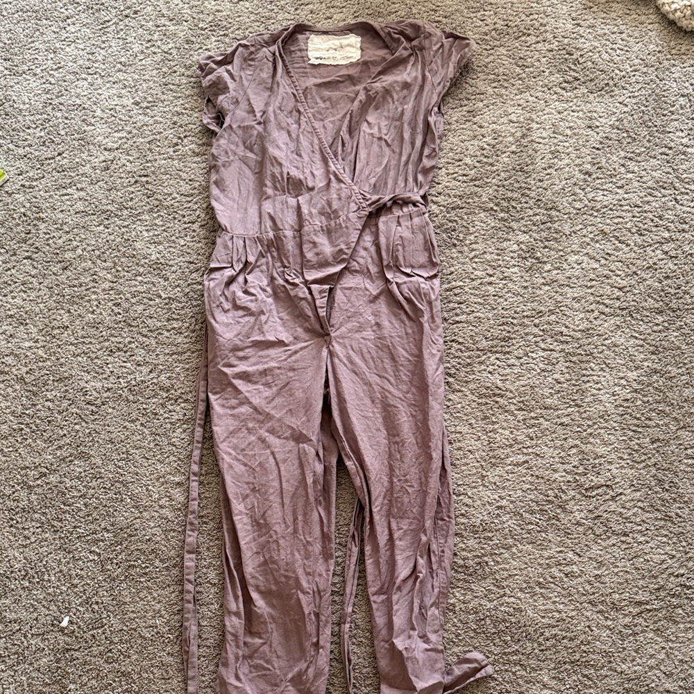 notperfectlinen linen wrap jumpsuit size s/m